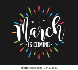 March Is Coming - Firework - Vector for greeting, welcome, new month