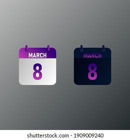 Icono de calendario diario de marzo en estilo de diseño plano. Ilustración vectorial en diseño claro y oscuro. 
