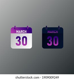 March daily calendar icon in flat design style. Vector illustration in light and dark design. 
