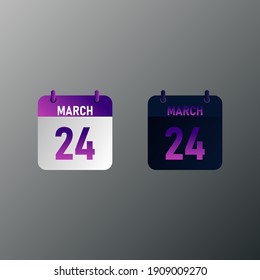 March daily calendar icon in flat design style. Vector illustration in light and dark design. 
