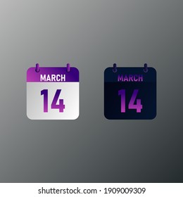 March daily calendar icon in flat design style. Vector illustration in light and dark design. 

