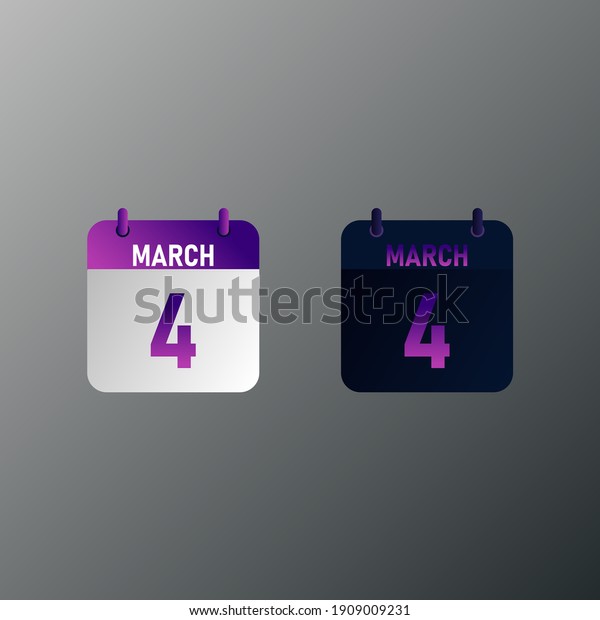March daily calendar icon in\
flat design style. Vector illustration in light and dark design.\
\
