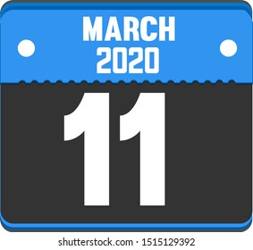 March Day 11 of month year 2020 calendar icon vector illustration