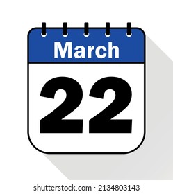 March day 22 blue - Calendar Icon - Vector Illustration