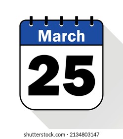 March day 25 blue - Calendar Icon - Vector Illustration