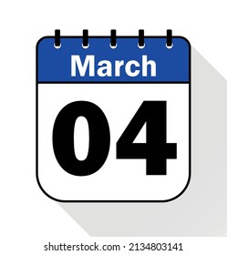 March day 4 blue - Calendar Icon - Vector Illustration