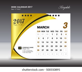 MARCH Desk Calendar 2017 Design Template, calendar 2017
