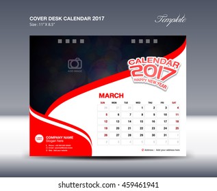 MARCH Desk Calendar 2017 Template flyer design vector