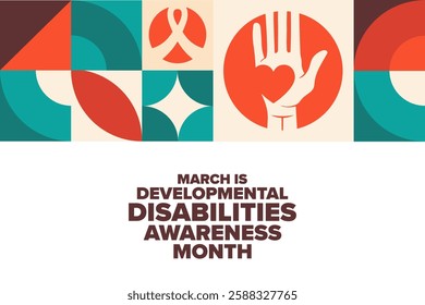 March is Developmental Disabilities Awareness Month. Template for background, banner, card, poster with text. Vector EPS10 illustration