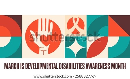 March is Developmental Disabilities Awareness Month. Template for background, banner, card, poster with text. Vector EPS10 illustration