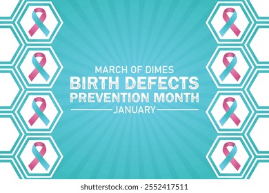 March of Dimes Birth Defects Prevention Monat Januar Tapete mit Formen und Typografie, Banner, Karte, Poster, Vorlage. Monat der Prävention von Geburtsfehlern Januar, Moderner Hintergrund