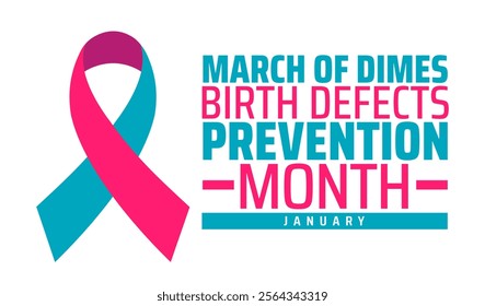 March of Dimes Birth Defects Prevention Month background banner or poster design template. observed every year in January. Holiday concept. Use to any Template, card, poster, placard, template.