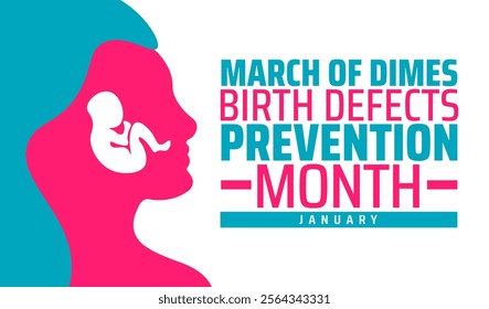 March of Dimes Birth Defects Prevention Month background banner or poster design template. observed every year in January. Holiday concept. Use to any Template, card, poster, placard, template.