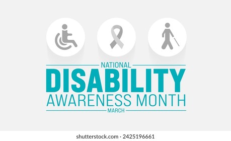 March is Disability Awareness Month background template. Holiday concept. use to background, banner, placard, card, and poster design template with text inscription and standard color. vector