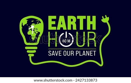 march is Earth hour background. turn off your lights for our planet banner. Earth hour illustration with planet and turn off button. Turn off the lights. Web banner.