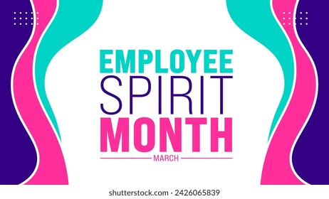 März ist Employee Spirit Month Hintergrundvorlage. Urlaubskonzept. Verwenden Sie, um Hintergrund-, Banner-, Plakat-, Karten- und Poster-Design-Vorlage mit Textbeschriftung und Standardfarbe. Vektor-Illustration.