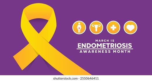 March Endometriosis Awareness Month. Great for cards, banners, posters, social media and more. Purple background.
