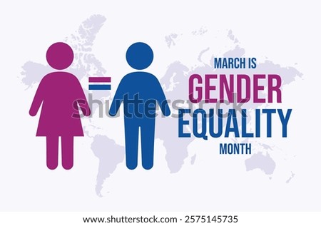 March is Gender Equality Month poster vector illustration. Male and female person symbol vector. Man and woman simple icon set. Template for background, banner, card. Important day