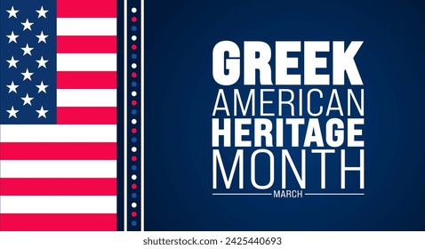 March is Greek American Heritage Month background design template with Greek and USA flag concept. use to background, banner, placard, card, and poster design template. vector illustration.