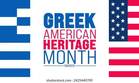 March is Greek American Heritage Month background design template with Greek and USA flag concept. use to background, banner, placard, card, and poster design template. vector illustration.