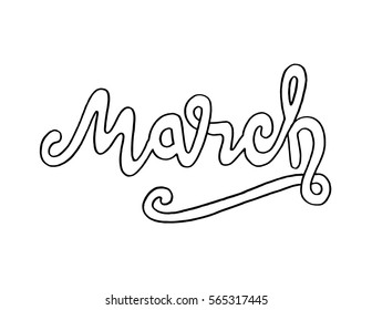 March. Hand Lettered Quote. Modern Calligraphy