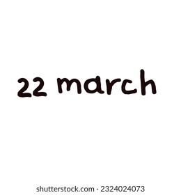 March Handwriting days of calendar black and white script