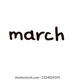 March Handwriting days of calendar black and white script