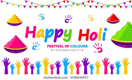 march is Happy Holi indian festival background with gulal powder color. Happy Holi background design. illustration.