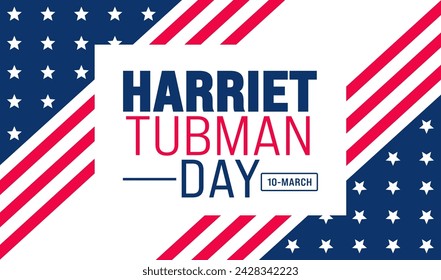 Marzo es Harriet Tubman Día plantilla de fondo. Concepto de vacaciones. se utiliza para el fondo, banner, cartel, tarjeta y plantilla de diseño de póster con inscripción de texto y color estándar. ilustración vectorial.