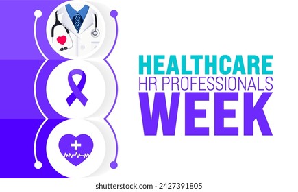 März ist Healthcare HR Professionals Week Hintergrundvorlage. Urlaubskonzept. Verwenden Sie, um Hintergrund-, Banner-, Plakat-, Karten- und Poster-Design-Vorlage mit Textinschrift und Standardfarbe zu verwenden. Vektor