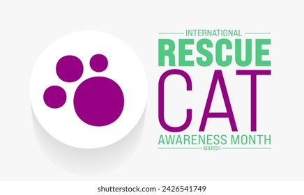 March is International Rescue Cat Awareness Month background template. Holiday concept. use to background, banner, placard, card, and poster design template with text inscription and standard color.