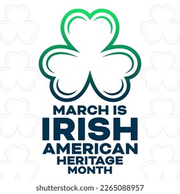 March is Irish-American Heritage Month. Vector illustration. Holiday poster