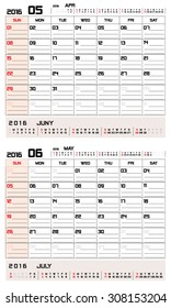 March & Juan 2016 -planning calendar / Calendar to schedule monthly - March & Juan 2016 