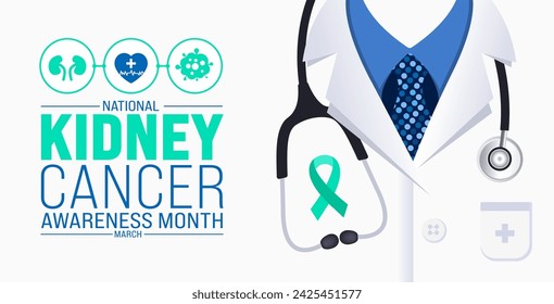 March is Kidney Cancer Awareness Month background template. Holiday concept. use to background, banner, placard, card, and poster design template with text inscription and standard color. vector