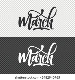 march lettering clipart element design