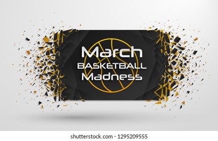 March Madness basketball sport design. Basketball tournament logo, emblem, designs with basketball ball.