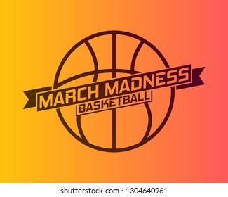 March Madness basketball sport design. Basketball tournament logo, emblem, designs with basketball ball.