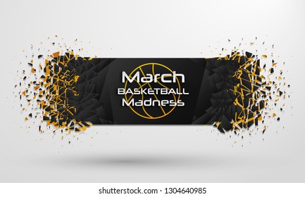 March Madness basketball sport design. Basketball tournament logo, emblem, designs with basketball ball.