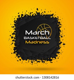 March Madness basketball sport design. Basketball tournament logo, emblem, designs with basketball ball.