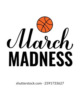 March Madness lettering. Annual basketball tournament. Vector template for logo design, banner, poster, sticker, flyer, shirt, etc