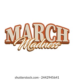 March Madness Vector Text Banner for College Basketball Bracket Competition