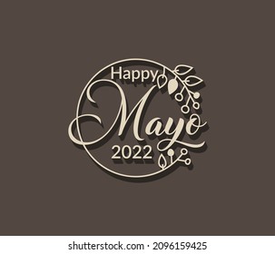 March or marzo in spanish language typography text with isolated circle floral frame on black background