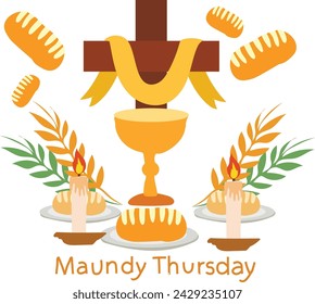 March is Maundy Thursday or Holy Thursday Vector illustration. 
Good for banner, poster, greeting card, party card, invitation, template, advertising, campaign, and social media. 
