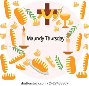 March is Maundy Thursday or Holy Thursday Vector illustration. 
Good for banner, poster, greeting card, party card, invitation, template, advertising, campaign, and social media. 
