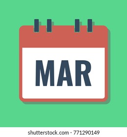 march month name in calendar, flat style vector illustration