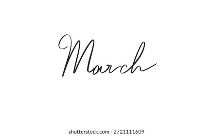 Mes de marzo Caligrafía de fuente de texto Escritura a mano Escritura de letras Icono de objeto de color negro Marzo Mes Calendario Semana Día Año Organizador Hallo Marcha Día de San Patricio Shamrock Marcha de primavera Verano feliz 
