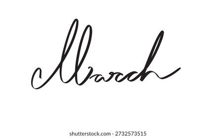 Março mês texto fonte caligrafia mão escrita lettering script cor preta ícone objeto de marcha hello celebração de feriado primavera tempo temporada mulher dia 8 oito santo patrick dia de março evento de marcha da sorte