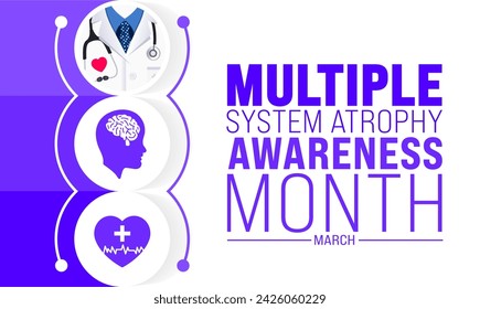 Marzo es la plantilla de fondo del Mes de Conciencia de Atrofia de Sistemas Múltiples. Concepto de vacaciones. se utiliza para el fondo, banner, cartel, tarjeta y plantilla de diseño de póster con inscripción de texto y color estándar.