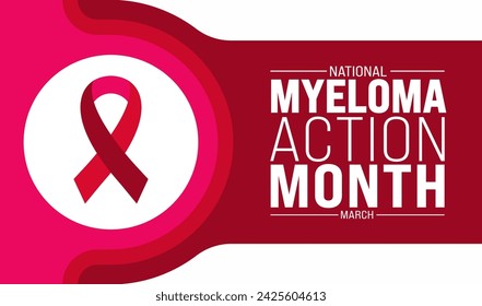 March is Myeloma Action Month Hintergrundvorlage. Urlaubskonzept. Verwenden Sie, um Hintergrund-, Banner-, Plakat-, Karten- und Poster-Design-Vorlage mit Textbeschriftung und Standardfarbe. Vektor-Illustration.