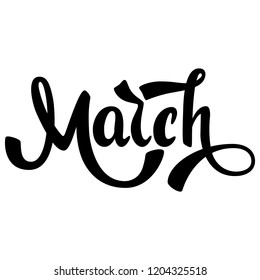 March Name Month Handwritten Lettering Text Stock Vector (Royalty Free ...